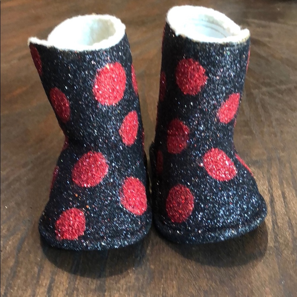 Red and black sparkle boots